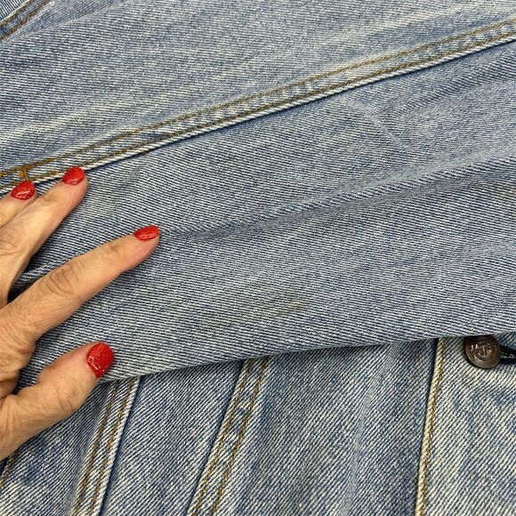 Vintage Hard Rock Cafe Orlando Unisex XL Blue Denim Bomber Jacket Music Flawed - Picture 12 of 16